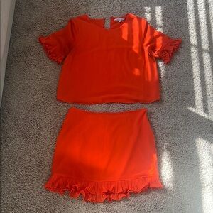 Orange Ruffle Two-Piece Set
